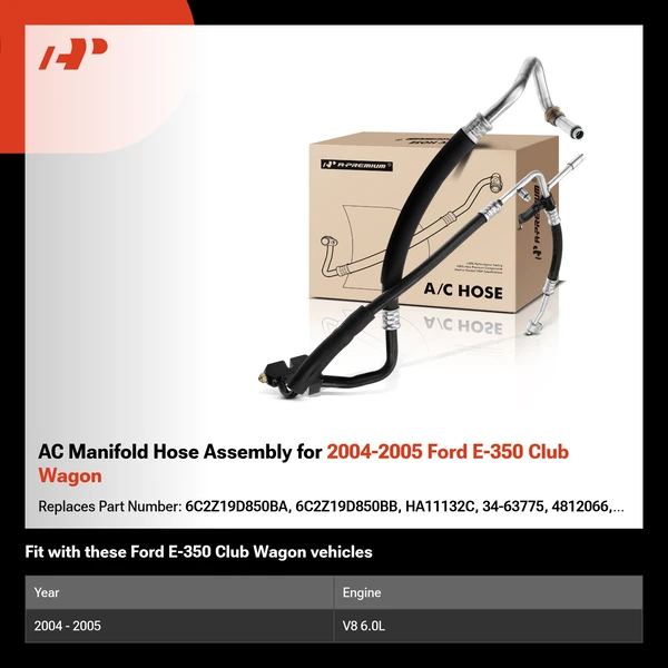 AC Manifold Hose Assembly for 2004-2005 Ford E-350 Club Wagon