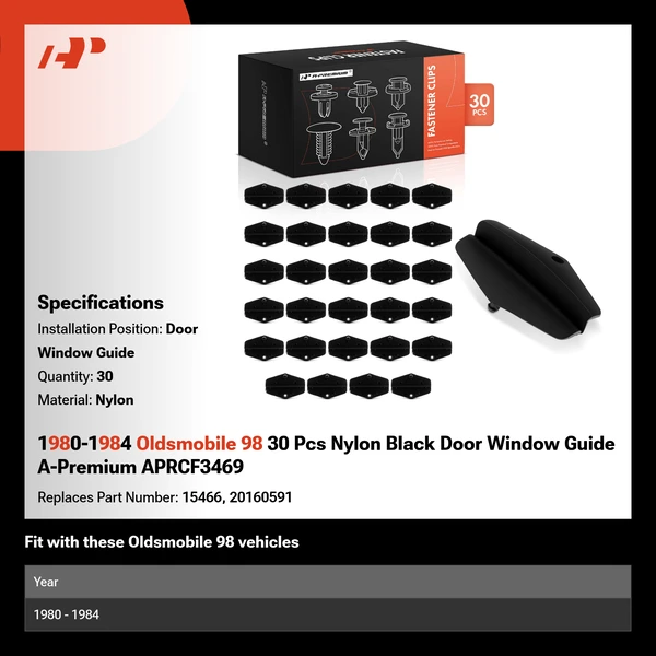 1980-1984 Oldsmobile 98 30 Pcs Nylon Black Door Window Guide A-Premium APRCF3469