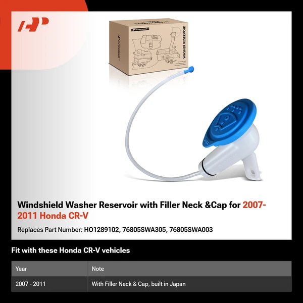 Windshield Washer Reservoir with Filler Neck &Cap for 2007-2011 Honda CR-V