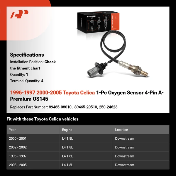 1996-1997 2000-2005 Toyota Celica 1-Pc Oxygen Sensor 4-Pin A-Premium OS145