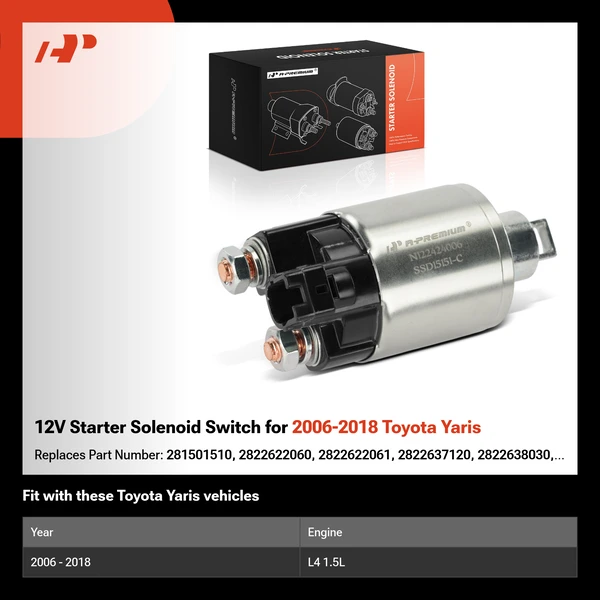 12V Starter Solenoid Switch for 2006-2018 Toyota Yaris