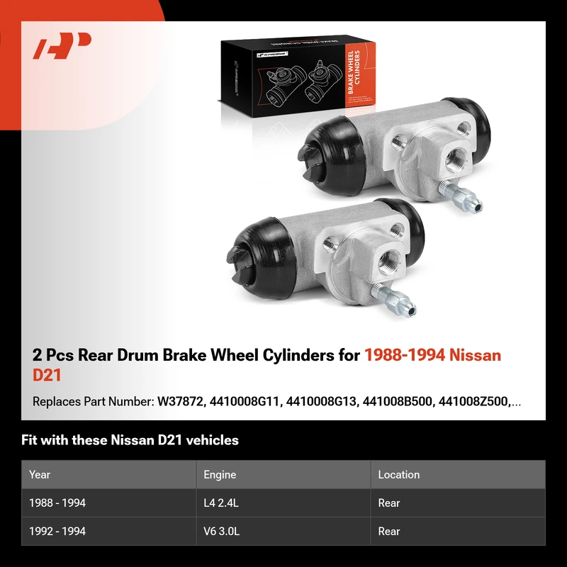 2 Pcs Rear Drum Brake Wheel Cylinders for 1988-1994 Nissan D21