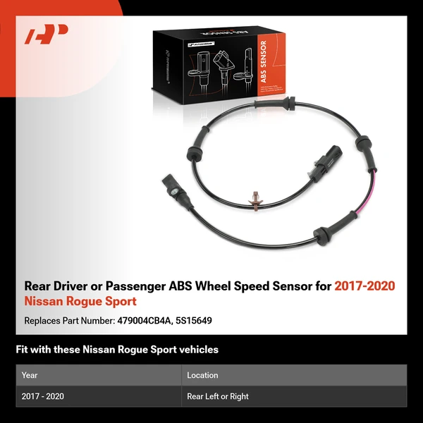 Rear Driver or Passenger ABS Wheel Speed Sensor for 2017-2020 Nissan Rogue Sport