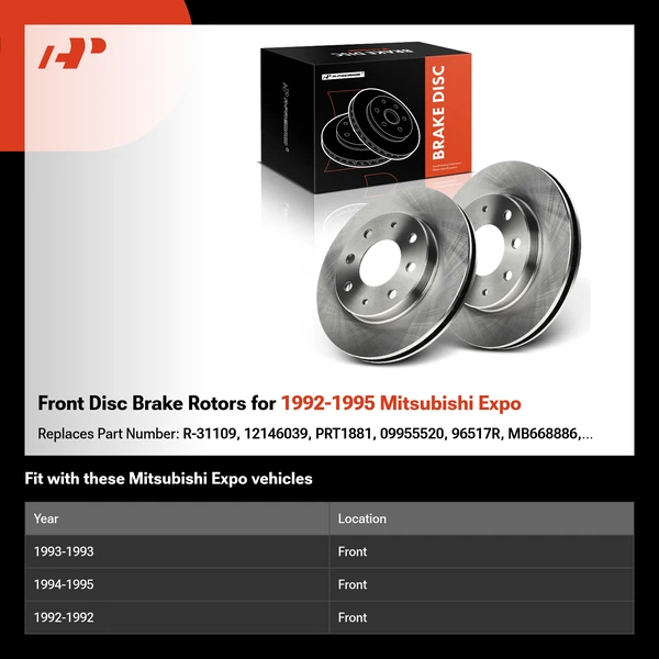 Front Disc Brake Rotors for 1992-1995 Mitsubishi Expo