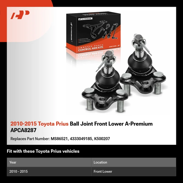 2010-2015 Toyota Prius Ball Joint Front Lower A-Premium APCA8287