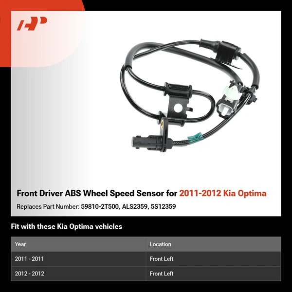 Front Driver ABS Wheel Speed Sensor for 2011-2012 Kia Optima