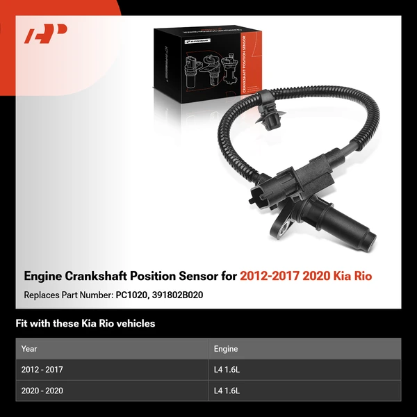 Engine Crankshaft Position Sensor for 2012-2017 2020 Kia Rio