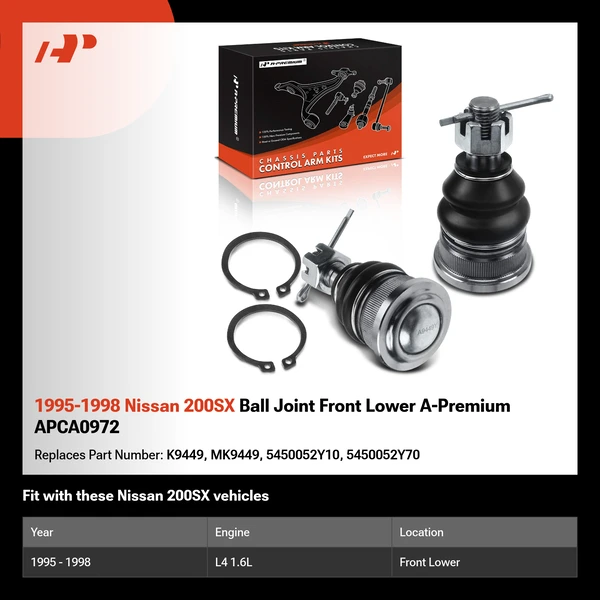 1995-1998 Nissan 200SX Ball Joint Front Lower A-Premium APCA0972