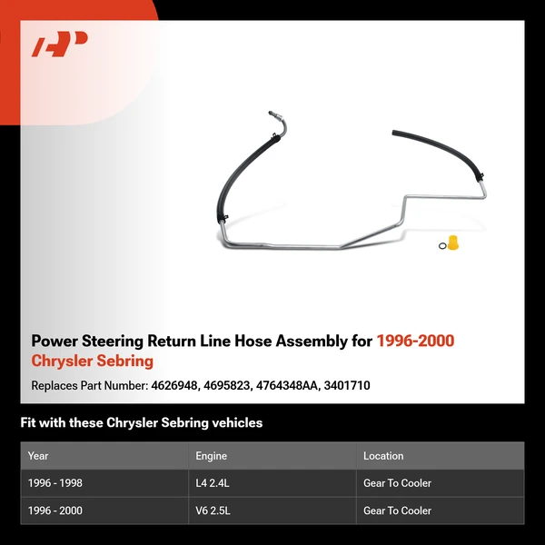 Power Steering Return Line Hose Assembly for 1996-2000 Chrysler Sebring