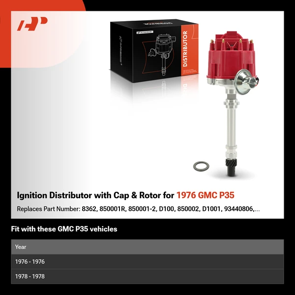 Ignition Distributor with Cap & Rotor for 1976 GMC P35