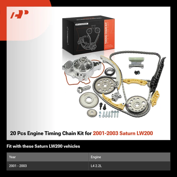 20 Pcs Engine Timing Chain Kit for 2001-2003 Saturn LW200