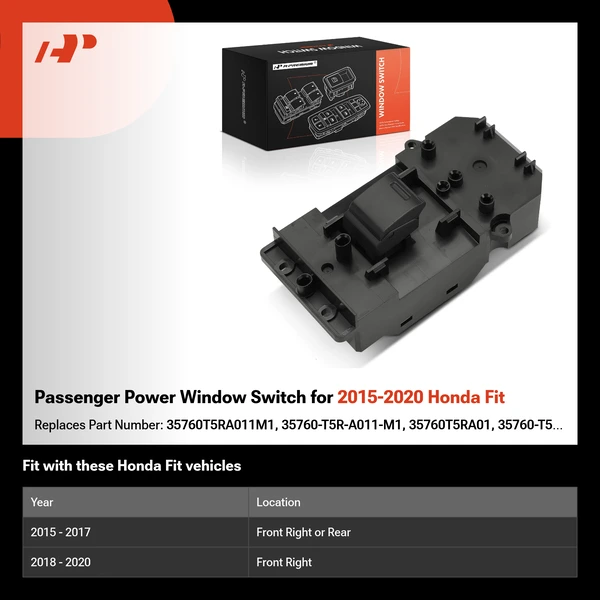 Passenger Power Window Switch for 2015-2020 Honda Fit