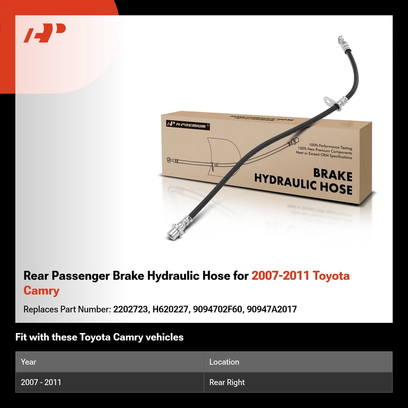 Rear Passenger Brake Hydraulic Hose for 2007-2011 Toyota Camry