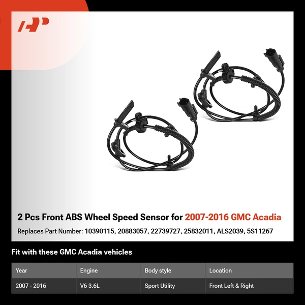 2 Pcs Front ABS Wheel Speed Sensor for 2007-2016 GMC Acadia