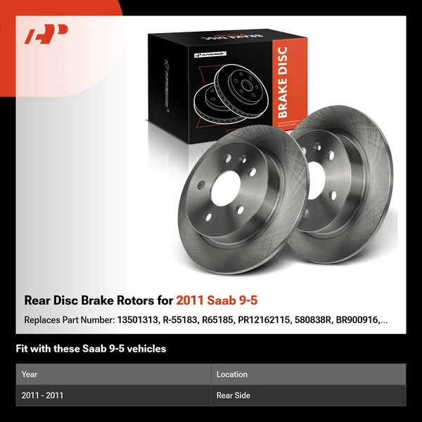 Rear Disc Brake Rotors for 2011 Saab 9-5