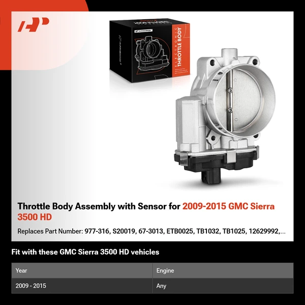 Throttle Body Assembly with Sensor for 2009-2015 GMC Sierra 3500 HD