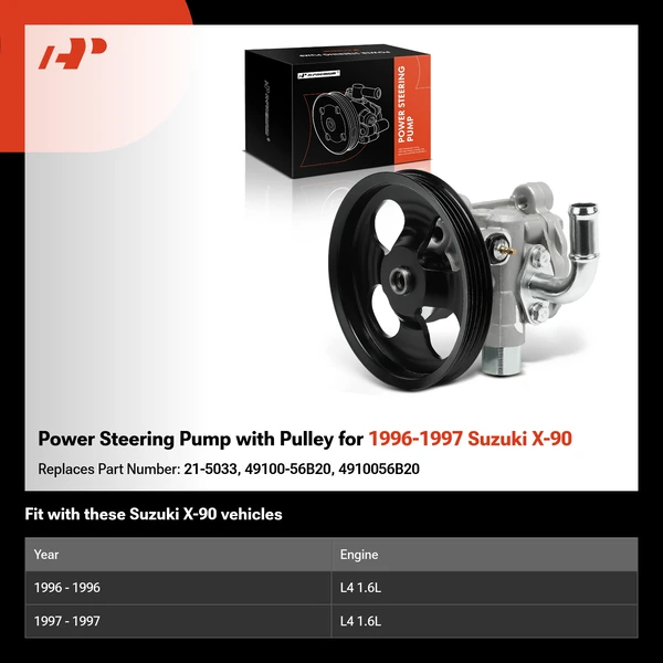 Power Steering Pump with Pulley for 1996-1997 Suzuki X-90