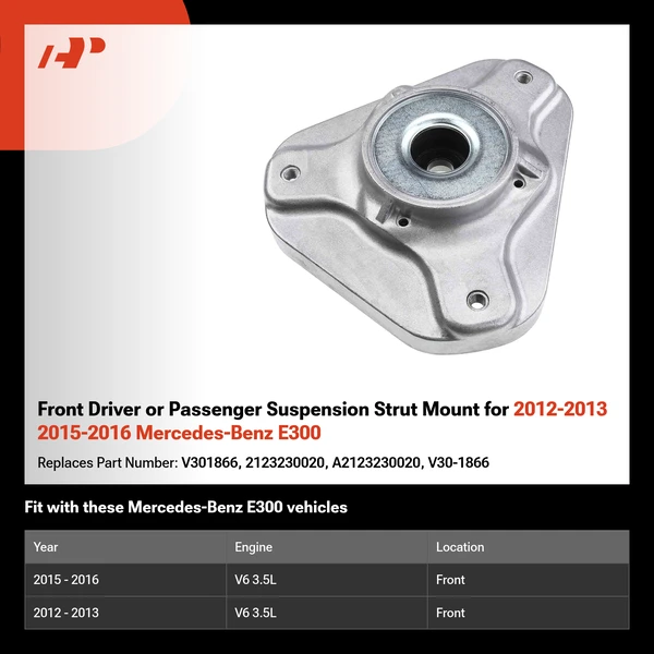Front Driver or Passenger Suspension Strut Mount for 2012-2013 2015-2016 Mercedes-Benz E300