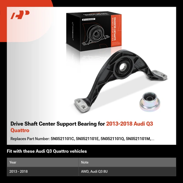 Drive Shaft Center Support Bearing for 2013-2018 Audi Q3 Quattro