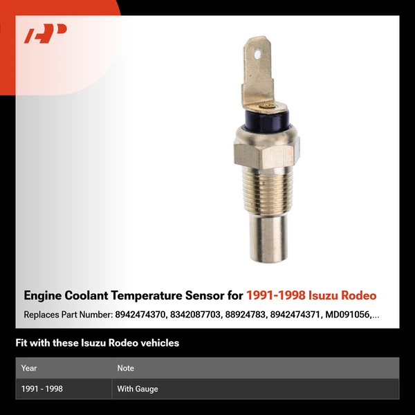 Engine Coolant Temperature Sensor for 1991-1998 Isuzu Rodeo