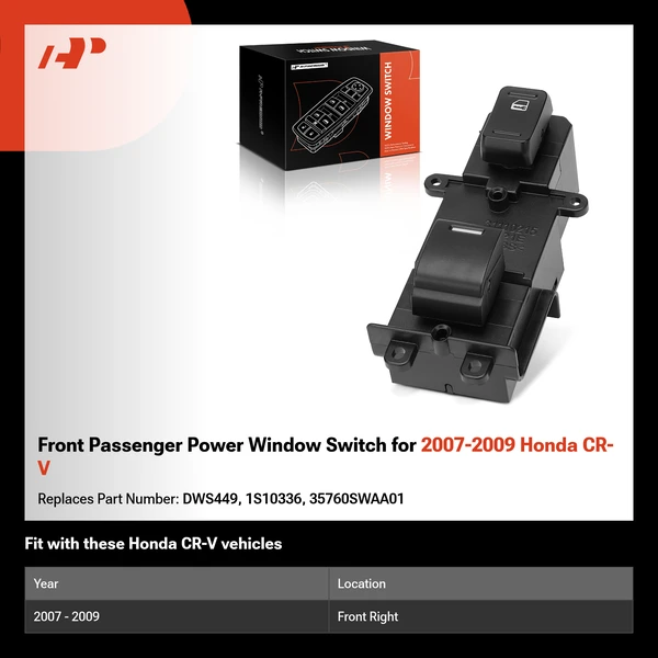 Front Passenger Power Window Switch for 2007-2009 Honda CR-V