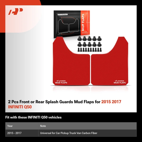 2 Pcs Front or Rear Splash Guards Mud Flaps for 2015 2017 INFINITI Q50