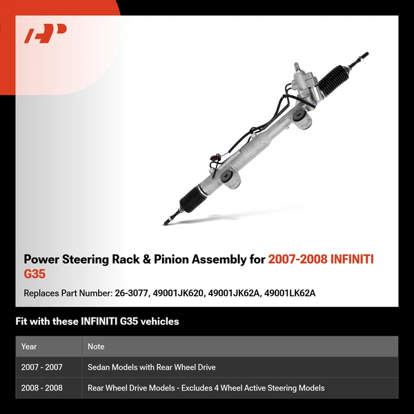 Power Steering Rack & Pinion Assembly for 2007-2008 INFINITI G35