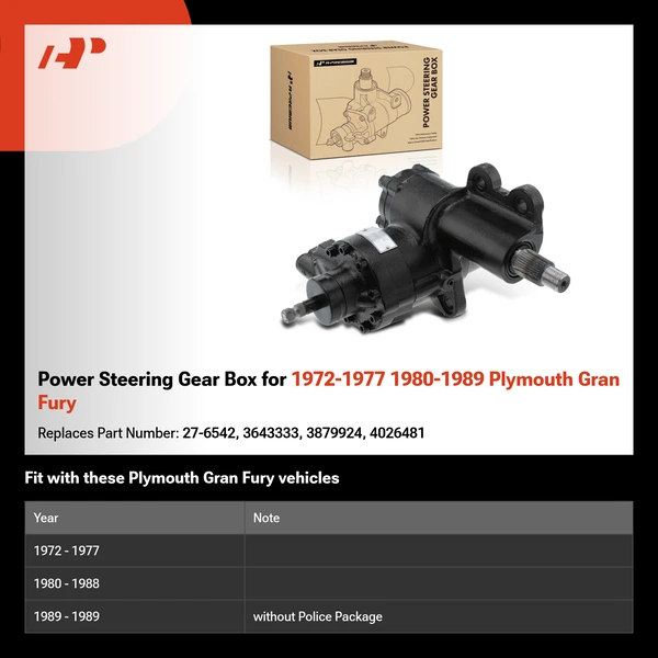 Power Steering Gear Box for 1972-1977 1980-1989 Plymouth Gran Fury
