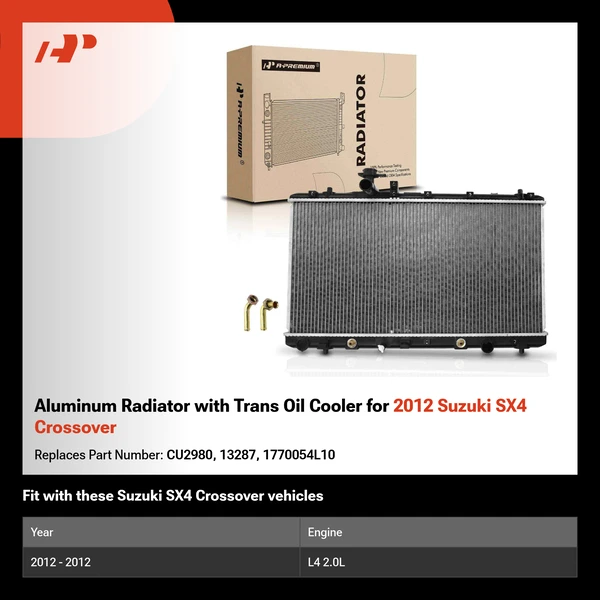 Aluminum Radiator with Trans Oil Cooler for 2012 Suzuki SX4 Crossover