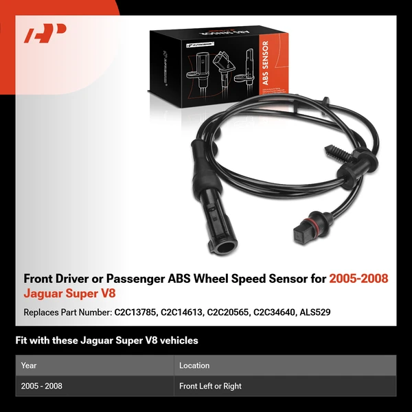 Front Driver or Passenger ABS Wheel Speed Sensor for 2005-2008 Jaguar Super V8