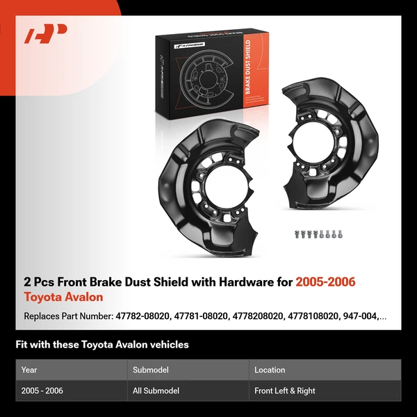 2 Pcs Front Brake Dust Shield with Hardware for 2005-2006 Toyota Avalon