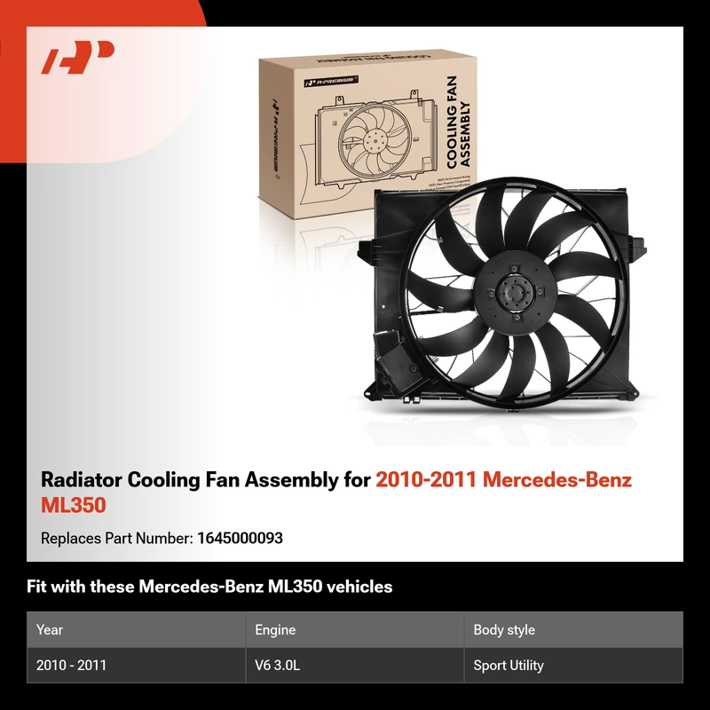 Radiator Cooling Fan Assembly for 2010-2011 Mercedes-Benz ML350
