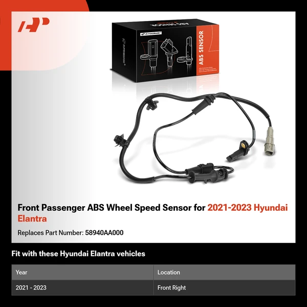 Front Passenger ABS Wheel Speed Sensor for 2021-2023 Hyundai Elantra