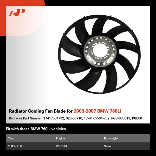 Radiator Cooling Fan Blade  for 2003-2007 BMW 760Li