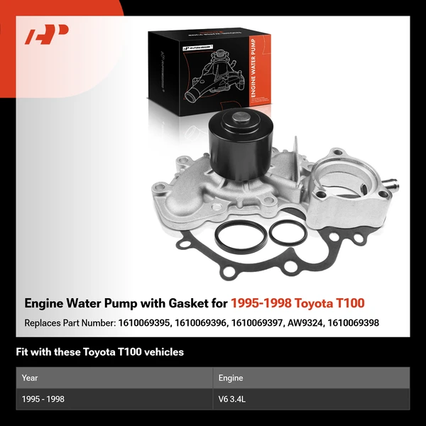 Engine Water Pump with Gasket for 1995-1998 Toyota T100