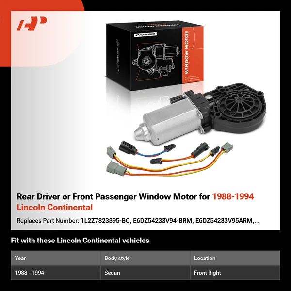 Rear Driver or Front Passenger Window Motor for 1988-1994 Lincoln Continental