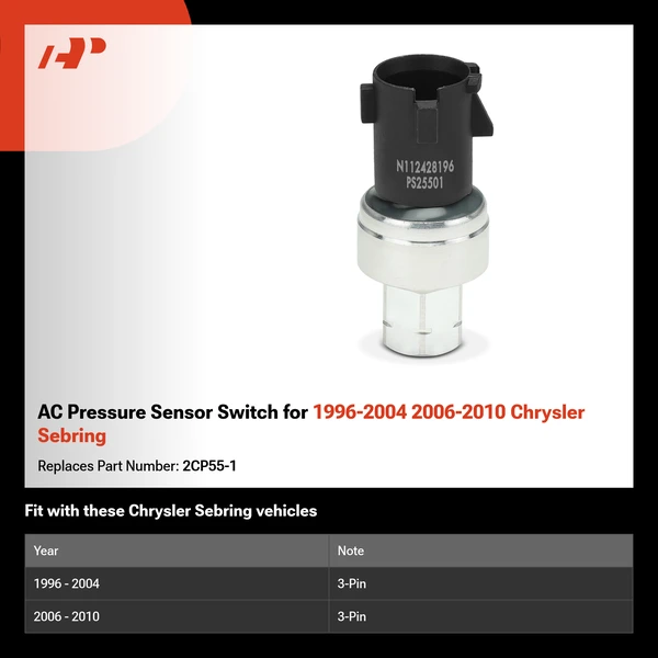 AC Pressure Sensor Switch for 1996-2004 2006-2010 Chrysler Sebring