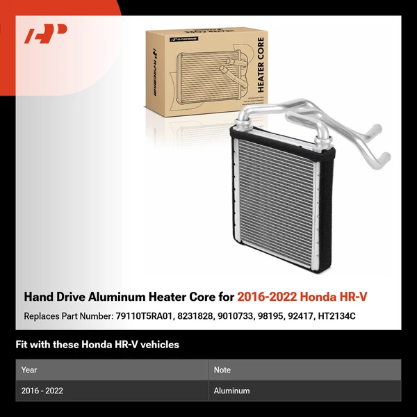 Hand Drive Aluminum Heater Core for 2016-2022 Honda HR-V