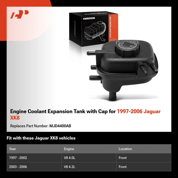 Engine Coolant Expansion Tank with Cap for 1997-2006 Jaguar XK8