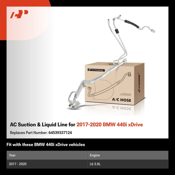 AC Suction & Liquid Line for 2017-2020 BMW 440i xDrive