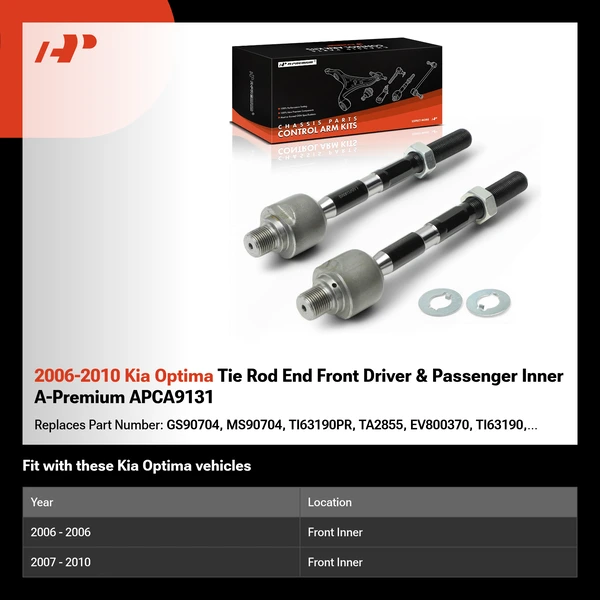 2006-2010 Kia Optima Tie Rod End Front Driver & Passenger Inner A-Premium APCA9131