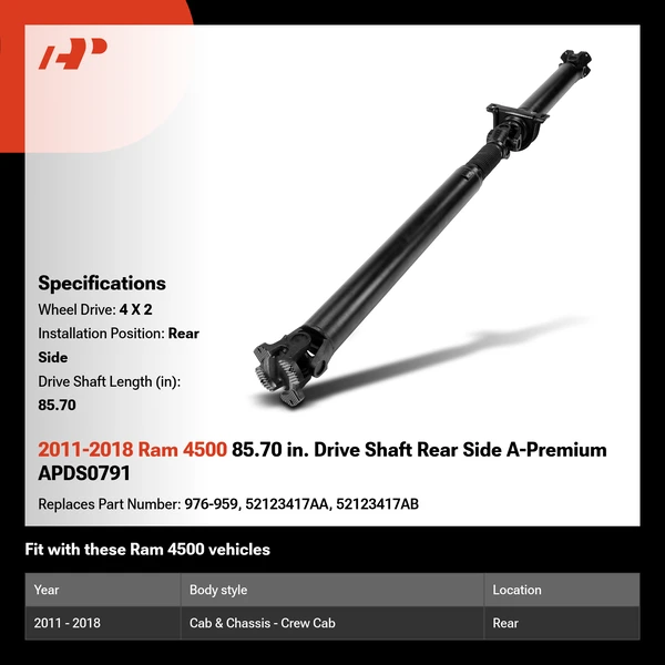 2011-2018 Ram 4500 85.70 in. Drive Shaft Rear Side A-Premium APDS0791