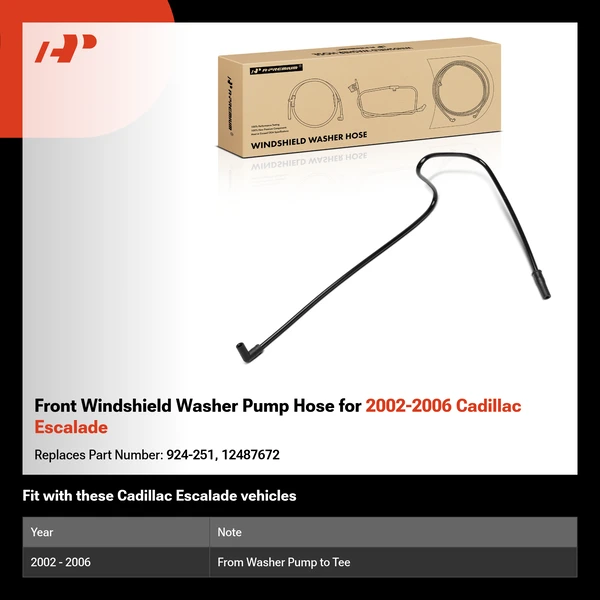 Front Windshield Washer Pump Hose for 2002-2006 Cadillac Escalade