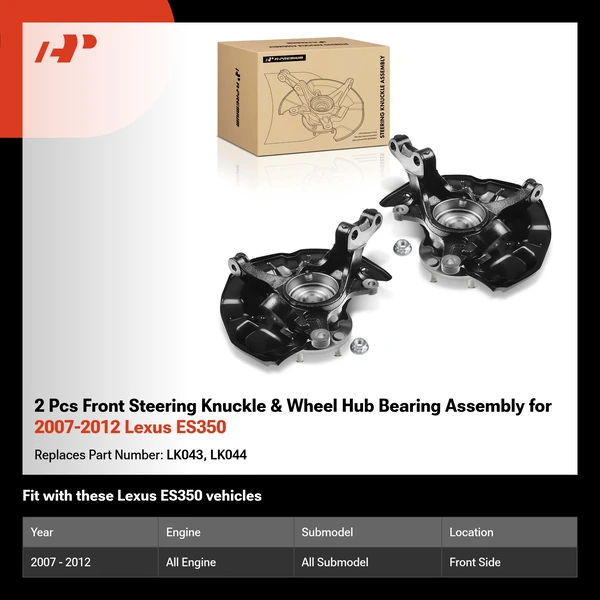 2 Pcs Front Steering Knuckle & Wheel Hub Bearing Assembly for 2007-2012 Lexus ES350