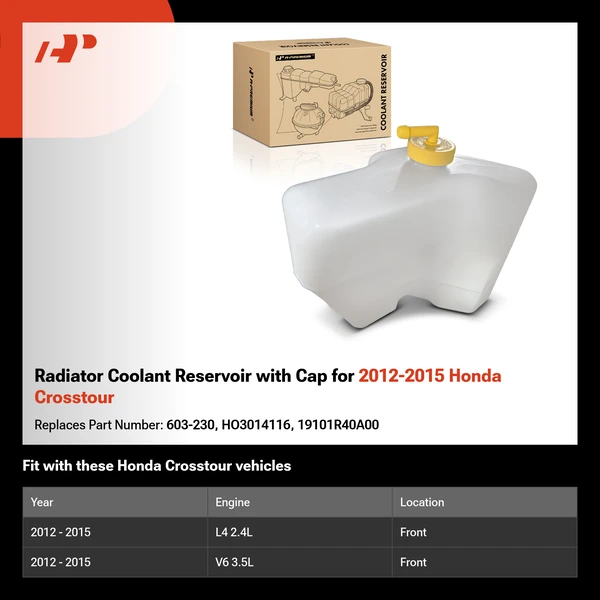 Radiator Coolant Reservoir with Cap for 2012-2015 Honda Crosstour