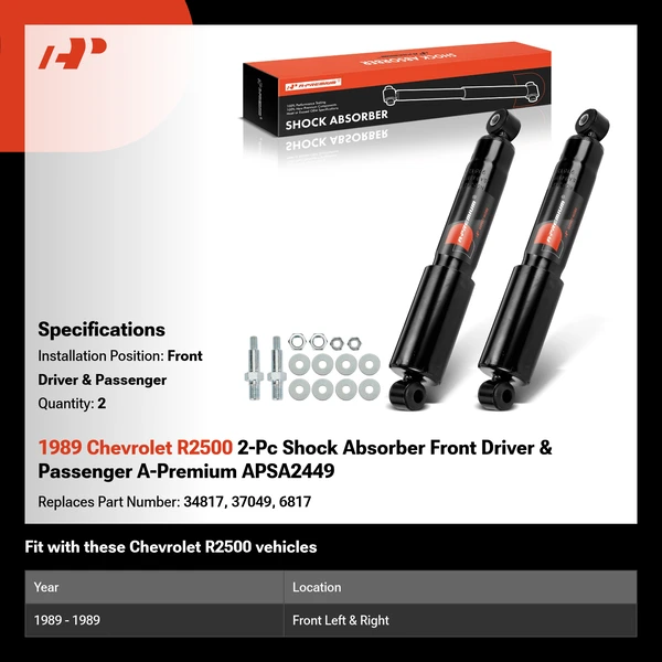 1989 Chevrolet R2500 2-Pc Shock Absorber Front Driver & Passenger A-Premium APSA2449