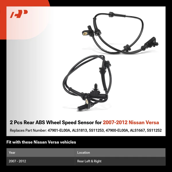 2 Pcs Rear ABS Wheel Speed Sensor for 2007-2012 Nissan Versa