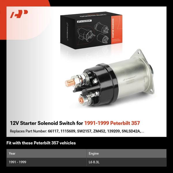 12V Starter Solenoid Switch for 1991-1999 Peterbilt 357
