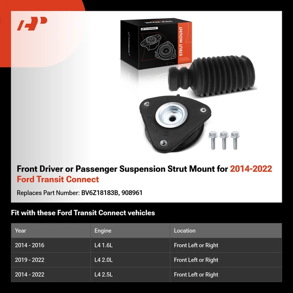 Front Driver or Passenger Suspension Strut Mount for 2014-2022 Ford Transit Connect