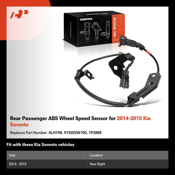 Rear Passenger ABS Wheel Speed Sensor for 2014-2015 Kia Sorento